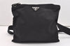 Authentic PRADA Nylon Tessuto Leather Shoulder Cross Body Bag Black 2387J