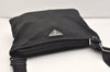 Authentic PRADA Nylon Tessuto Leather Shoulder Cross Body Bag Black 2387J