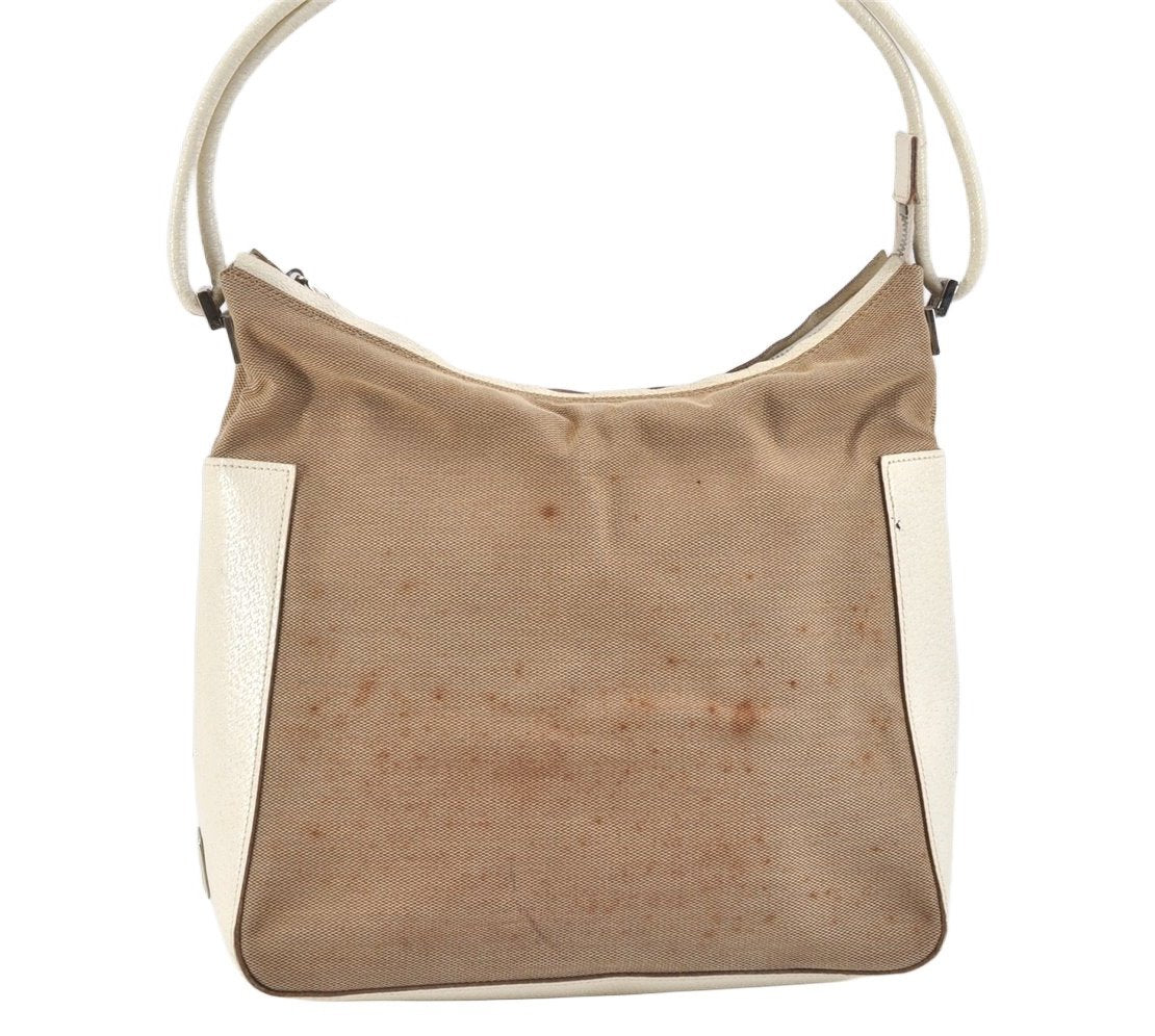 Authentic GUCCI Shoulder Tote Bag Purse Canvas Leather 0013766 Beige 2388K