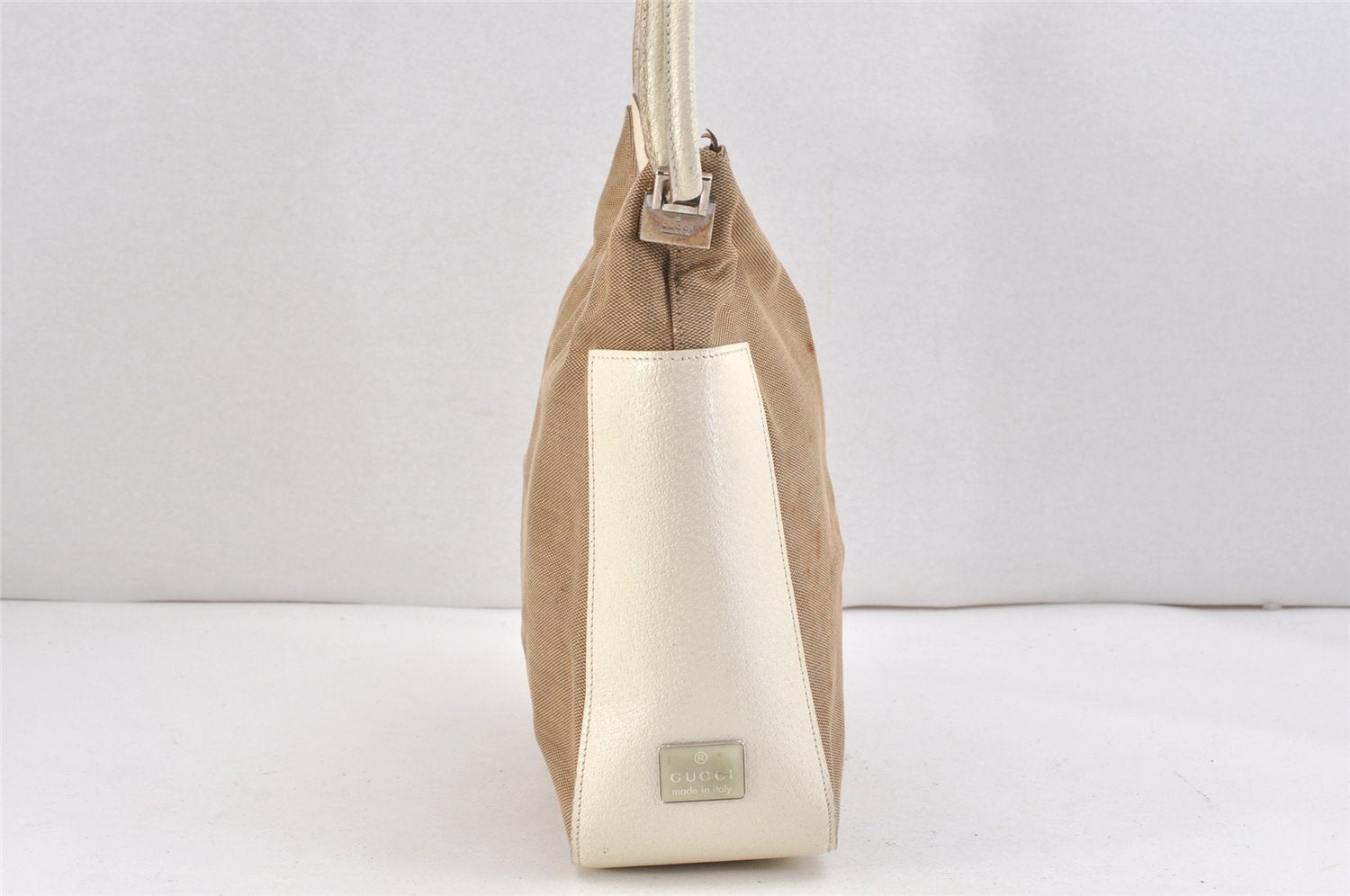 Authentic GUCCI Shoulder Tote Bag Purse Canvas Leather 0013766 Beige 2388K