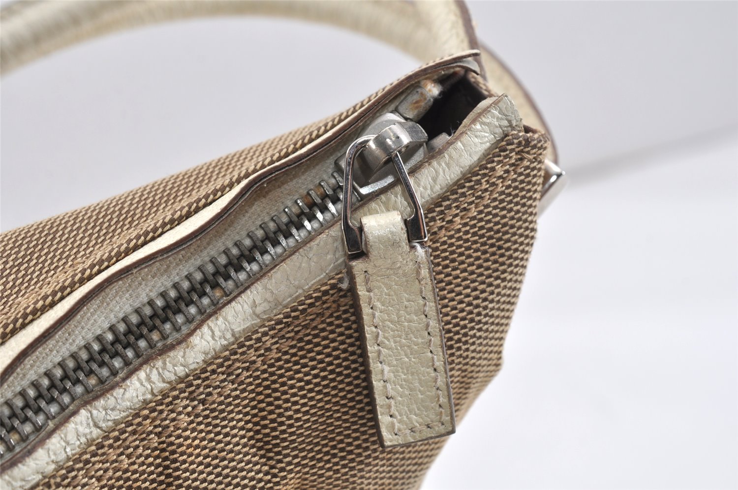 Authentic GUCCI Shoulder Tote Bag Purse Canvas Leather 0013766 Beige 2388K