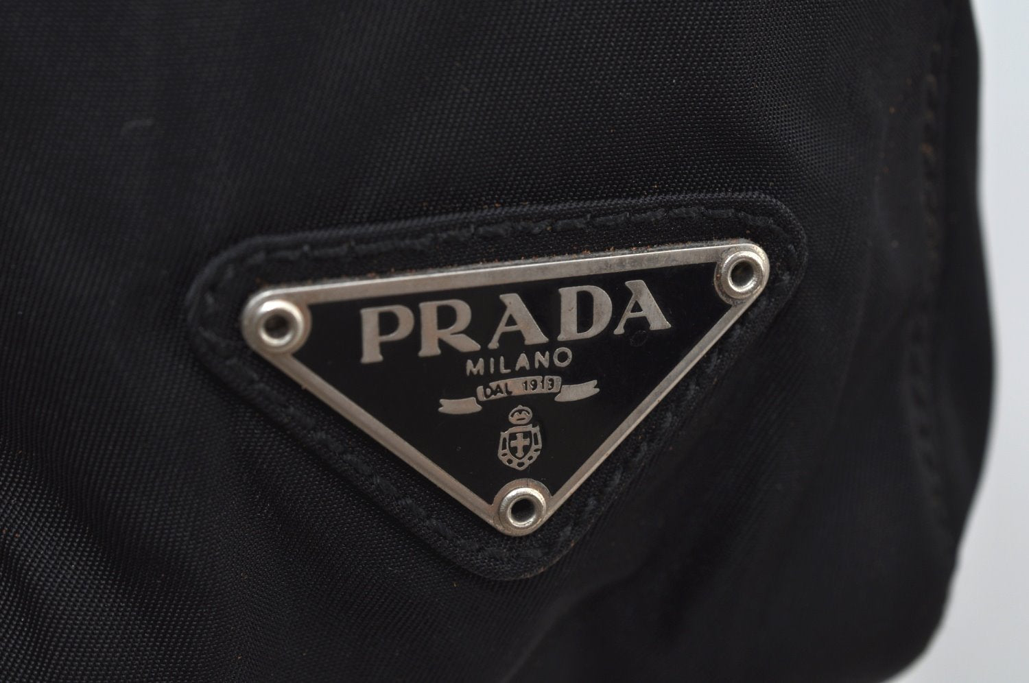 Authentic PRADA Vintage Nylon Hand Tote Bag Purse Black 2389I