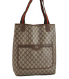 Authentic GUCCI Web Sherry Line Shoulder Tote Bag GG PVC Leather Brown 2389J