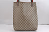 Authentic GUCCI Web Sherry Line Shoulder Tote Bag GG PVC Leather Brown 2389J
