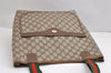 Authentic GUCCI Web Sherry Line Shoulder Tote Bag GG PVC Leather Brown 2389J