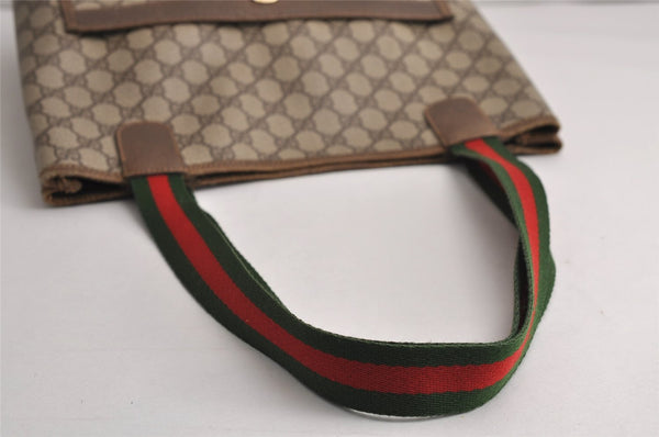 Authentic GUCCI Web Sherry Line Shoulder Tote Bag GG PVC Leather Brown 2389J