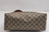 Authentic GUCCI Web Sherry Line Shoulder Tote Bag GG PVC Leather Brown 2389J