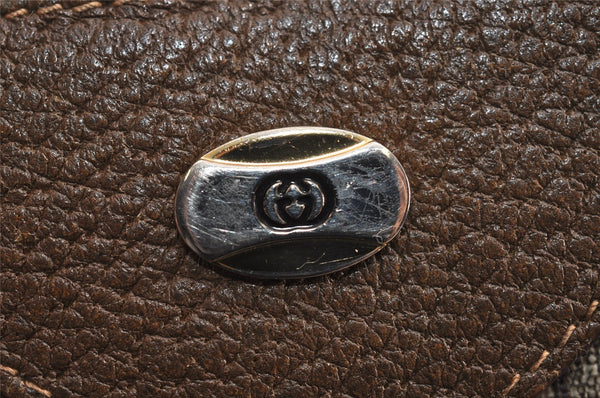 Authentic GUCCI Web Sherry Line Shoulder Tote Bag GG PVC Leather Brown 2389J