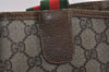 Authentic GUCCI Web Sherry Line Shoulder Tote Bag GG PVC Leather Brown 2389J