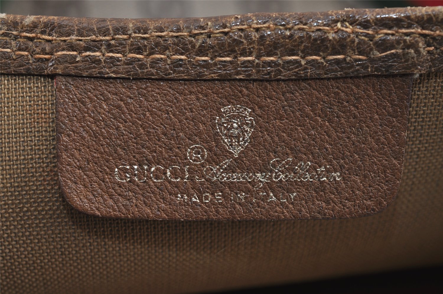 Authentic GUCCI Web Sherry Line Shoulder Tote Bag GG PVC Leather Brown 2389J