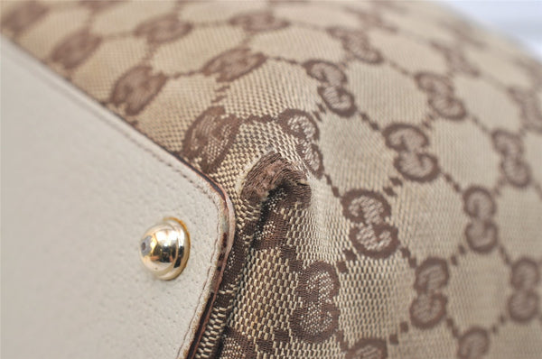Authentic GUCCI Eclipse Shoulder Tote Bag GG Canvas Leather 120836 Brown 2389K
