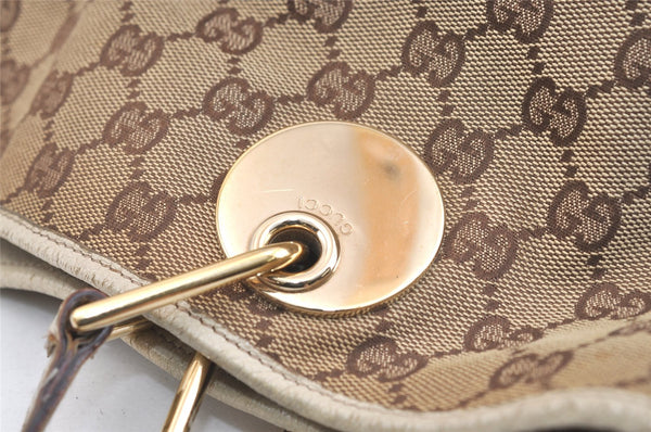 Authentic GUCCI Eclipse Shoulder Tote Bag GG Canvas Leather 120836 Brown 2389K