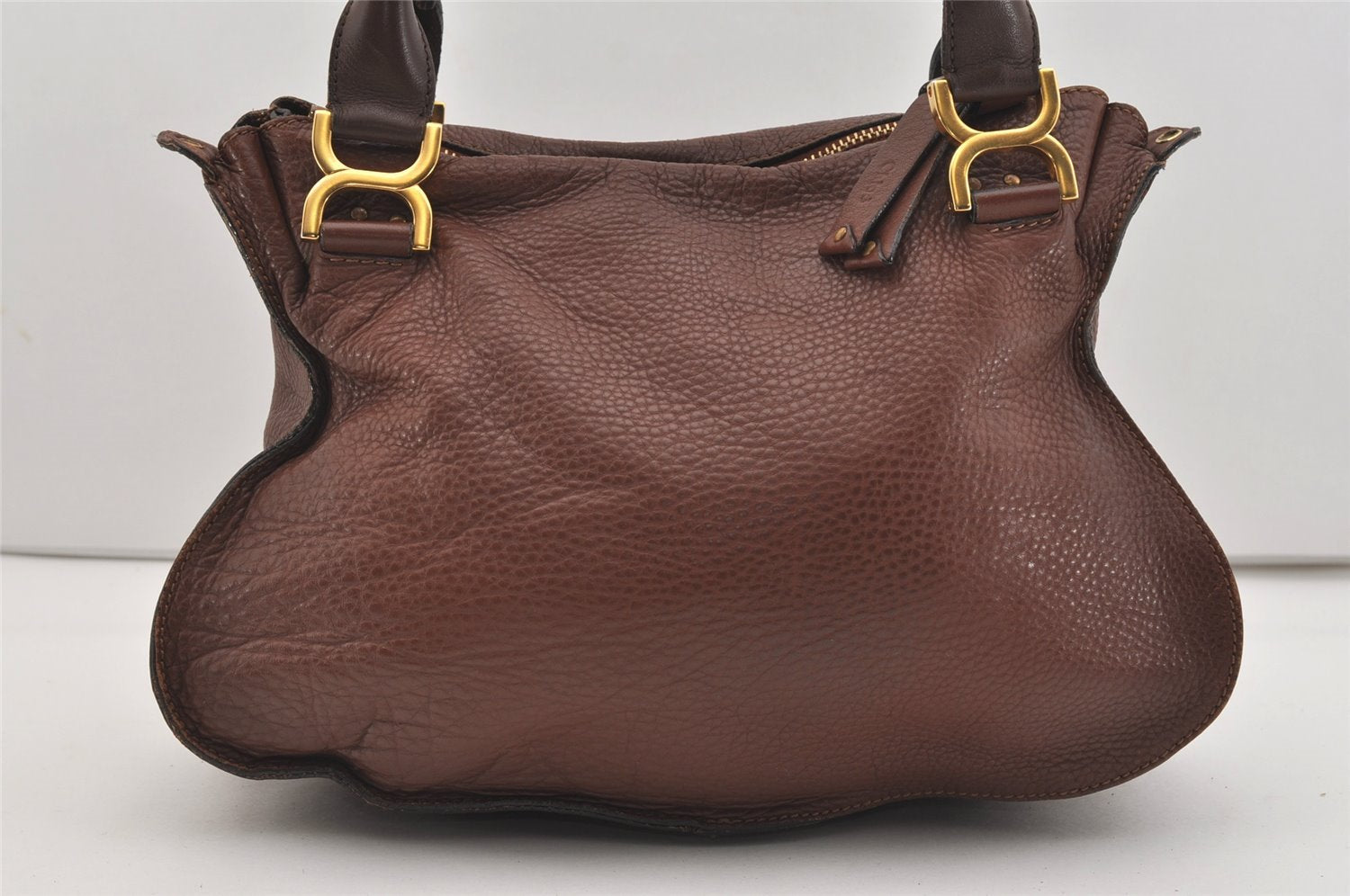 Authentic Chloe Vintage Marcie Leather 2Way Shoulder Hand Bag Purse Brown 2390J