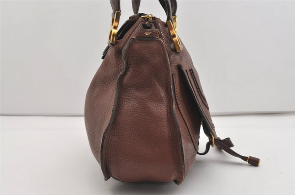 Authentic Chloe Vintage Marcie Leather 2Way Shoulder Hand Bag Purse Brown 2390J