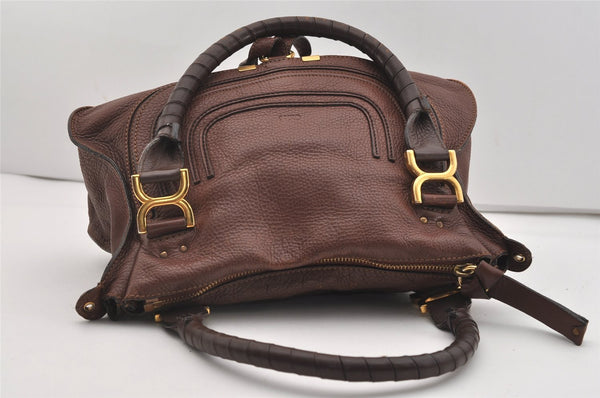 Authentic Chloe Vintage Marcie Leather 2Way Shoulder Hand Bag Purse Brown 2390J