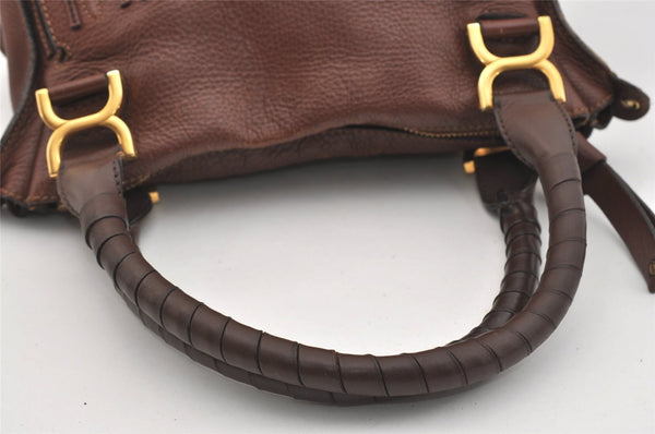 Authentic Chloe Vintage Marcie Leather 2Way Shoulder Hand Bag Purse Brown 2390J