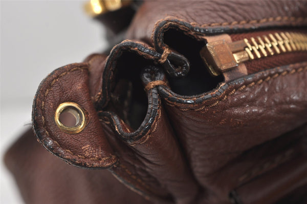 Authentic Chloe Vintage Marcie Leather 2Way Shoulder Hand Bag Purse Brown 2390J