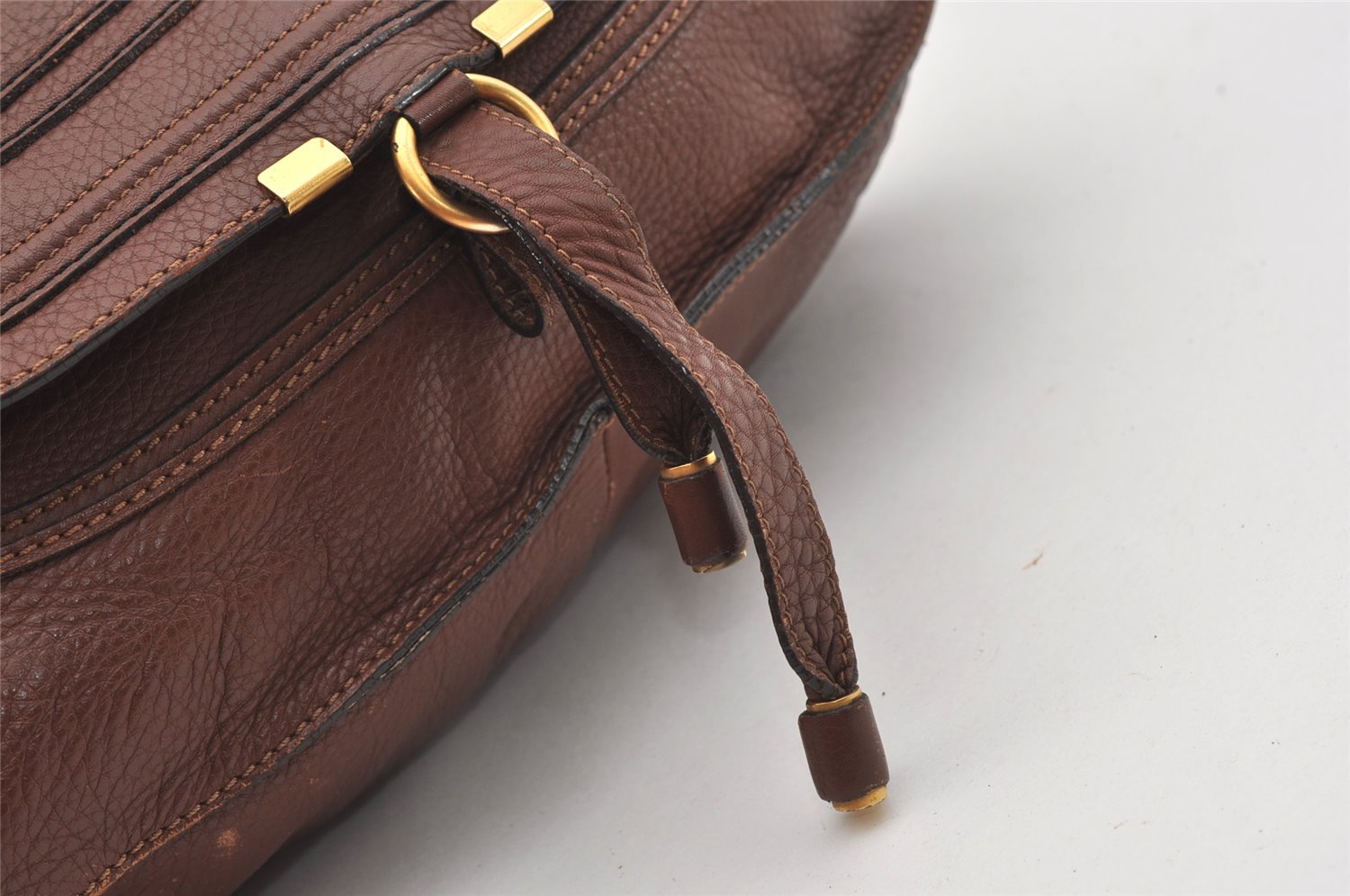 Authentic Chloe Vintage Marcie Leather 2Way Shoulder Hand Bag Purse Brown 2390J