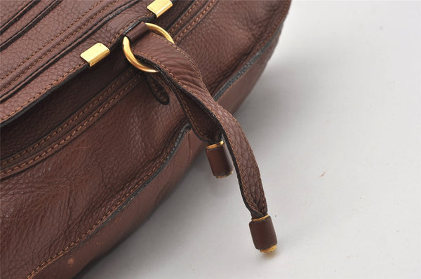 Authentic Chloe Vintage Marcie Leather 2Way Shoulder Hand Bag Purse Brown 2390J
