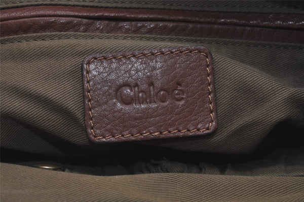Authentic Chloe Vintage Marcie Leather 2Way Shoulder Hand Bag Purse Brown 2390J