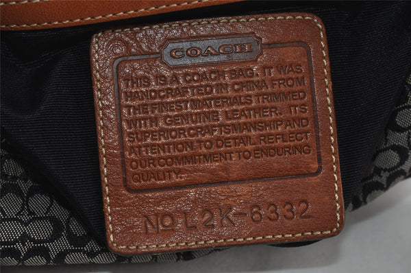 Authentic COACH Mini Signature Shoulder Bag Canvas Leather 6332 Black 2391I