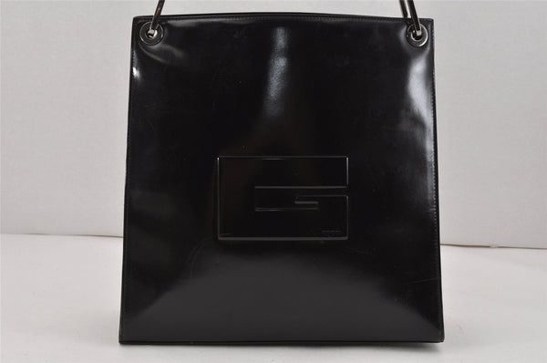 Authentic GUCCI Vintage Shoulder Hand Bag Purse Enamel Black Junk 2391K