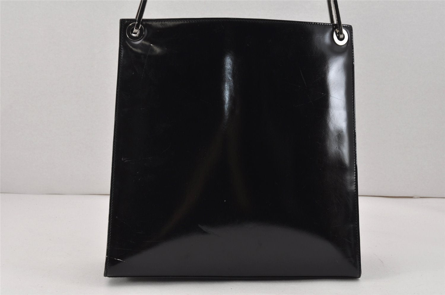 Authentic GUCCI Vintage Shoulder Hand Bag Purse Enamel Black Junk 2391K