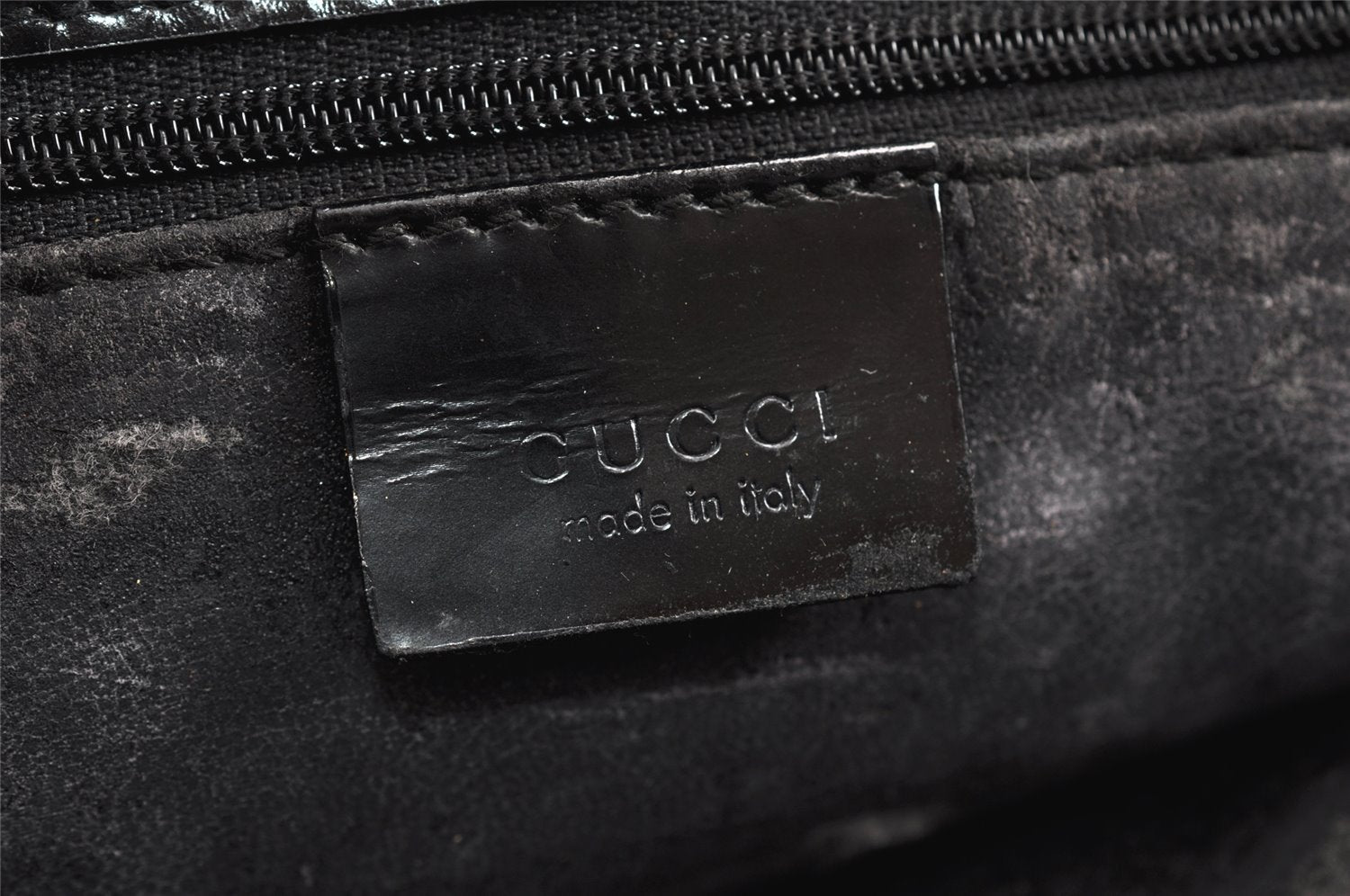 Authentic GUCCI Vintage Shoulder Hand Bag Purse Enamel Black Junk 2391K