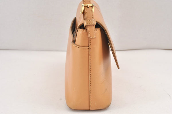 Authentic BURBERRY Vintage Leather Shoulder Hand Bag Purse Beige 2392K