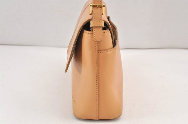 Authentic BURBERRY Vintage Leather Shoulder Hand Bag Purse Beige 2392K