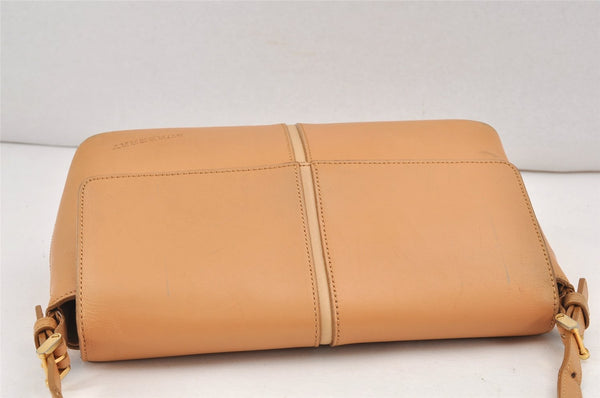 Authentic BURBERRY Vintage Leather Shoulder Hand Bag Purse Beige 2392K