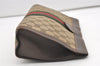 Authentic GUCCI Web Sherry Line Clutch Hand Bag Purse GG PVC Leather Brown 2393J