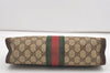 Authentic GUCCI Web Sherry Line Clutch Hand Bag Purse GG PVC Leather Brown 2393J