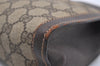 Authentic GUCCI Web Sherry Line Clutch Hand Bag Purse GG PVC Leather Brown 2393J