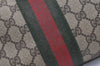 Authentic GUCCI Web Sherry Line Clutch Hand Bag Purse GG PVC Leather Brown 2393J