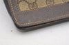 Authentic GUCCI Web Sherry Line Clutch Hand Bag Purse GG PVC Leather Brown 2393J