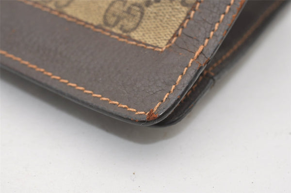 Authentic GUCCI Web Sherry Line Clutch Hand Bag Purse GG PVC Leather Brown 2393J