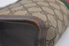 Authentic GUCCI Web Sherry Line Clutch Hand Bag Purse GG PVC Leather Brown 2393J