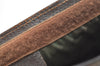 Authentic GUCCI Web Sherry Line Clutch Hand Bag Purse GG PVC Leather Brown 2393J