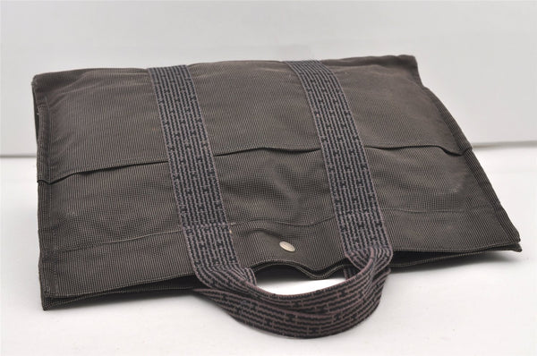 Authentic HERMES Vintage Her Line MM Hand Tote Bag Nylon Gray 2394J