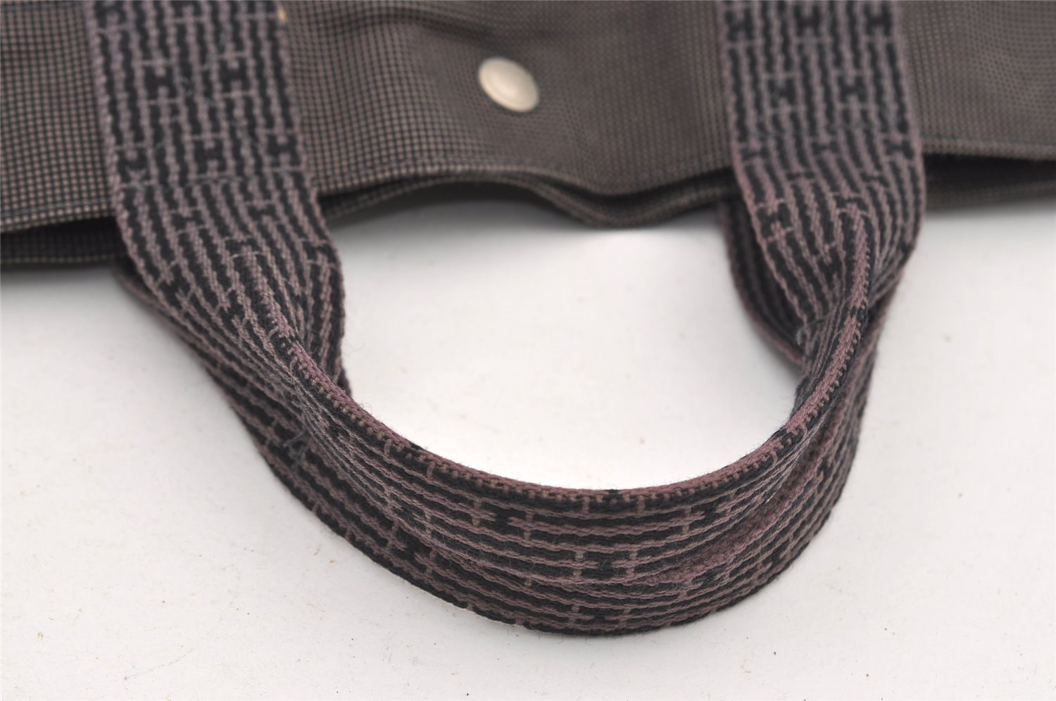 Authentic HERMES Vintage Her Line MM Hand Tote Bag Nylon Gray 2394J