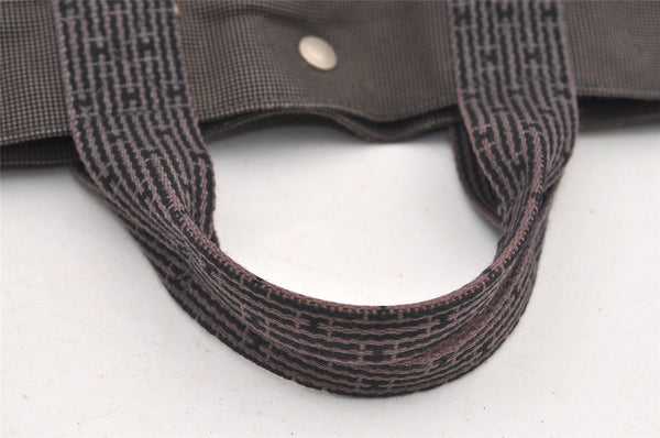 Authentic HERMES Vintage Her Line MM Hand Tote Bag Nylon Gray 2394J