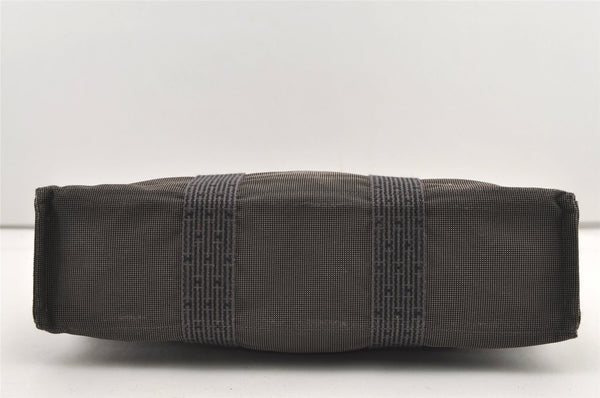 Authentic HERMES Vintage Her Line MM Hand Tote Bag Nylon Gray 2394J