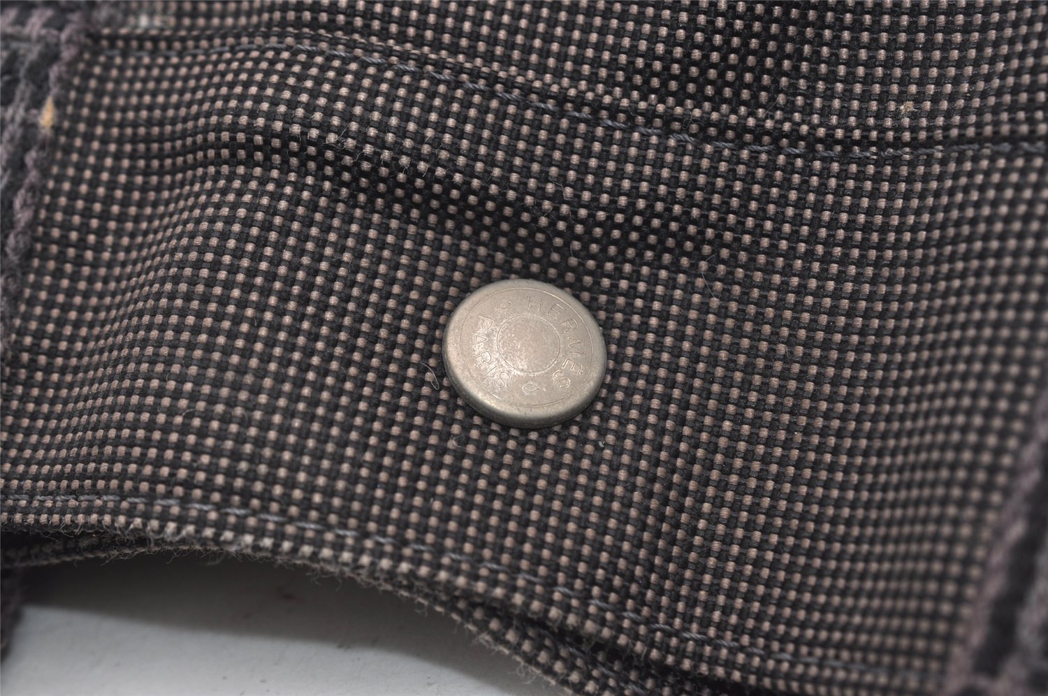 Authentic HERMES Vintage Her Line MM Hand Tote Bag Nylon Gray 2394J