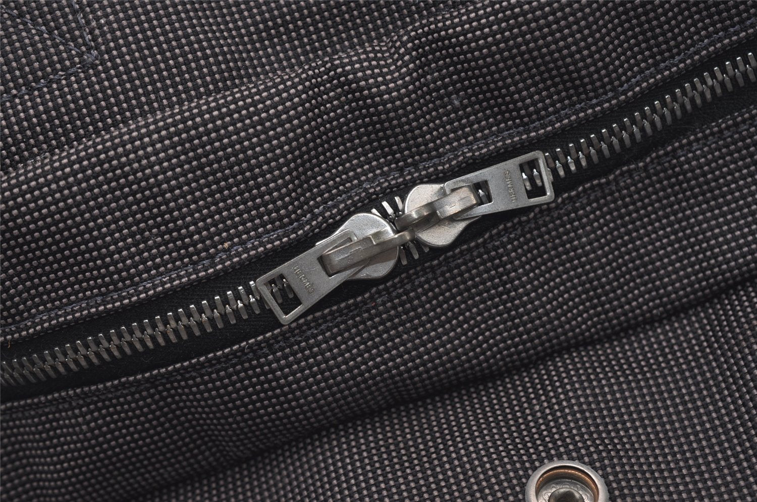 Authentic HERMES Vintage Her Line MM Hand Tote Bag Nylon Gray 2394J