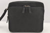 Authentic GUCCI Clutch Hand Bag Purse GG Nylon Leather 0181603 Black 2394K