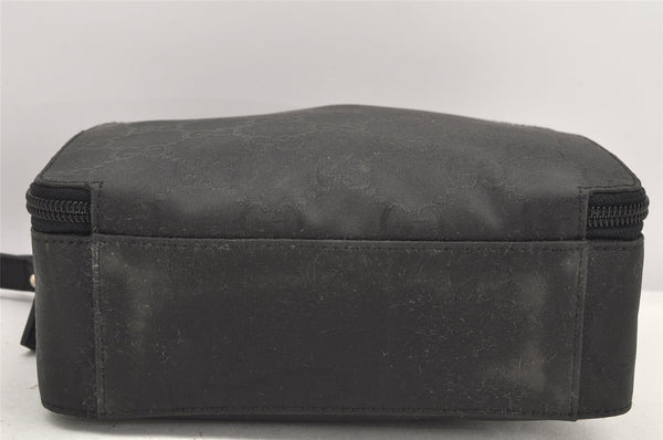 Authentic GUCCI Clutch Hand Bag Purse GG Nylon Leather 0181603 Black 2394K