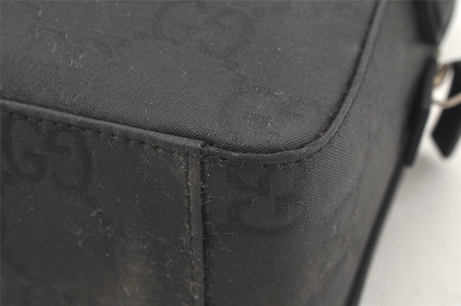 Authentic GUCCI Clutch Hand Bag Purse GG Nylon Leather 0181603 Black 2394K