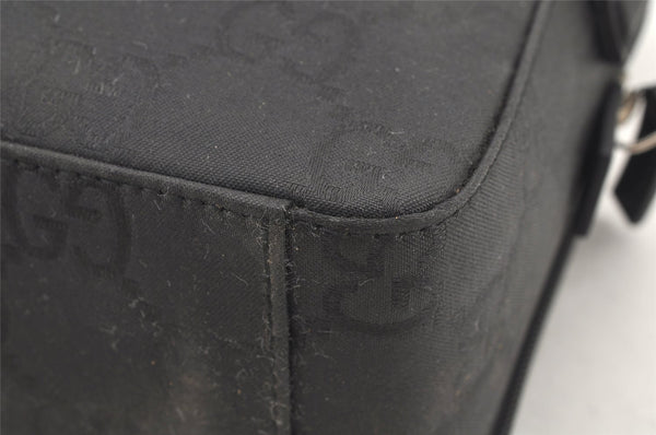 Authentic GUCCI Clutch Hand Bag Purse GG Nylon Leather 0181603 Black 2394K