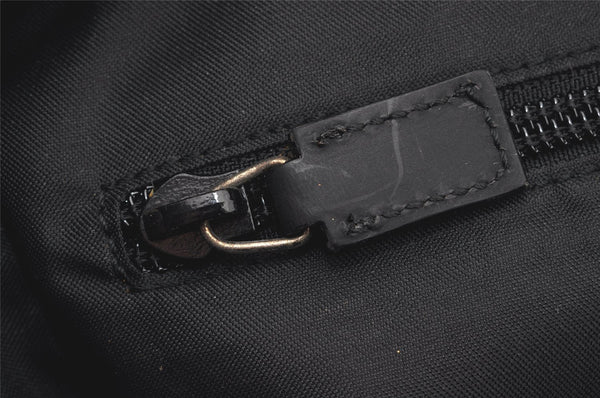 Authentic GUCCI Clutch Hand Bag Purse GG Nylon Leather 0181603 Black 2394K